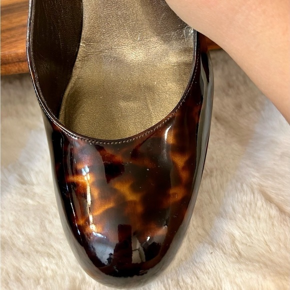 Stuart Weitzman Tortoise Shell Platswoon Patent Leather Platform Heels Size 9.5 - Picture 6 of 15